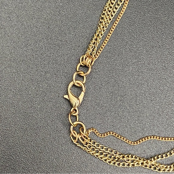 Pretty Dainty Multistrand Necklace with Gold Tone Leaves and Purple Square Beads - Picture 7 of 8